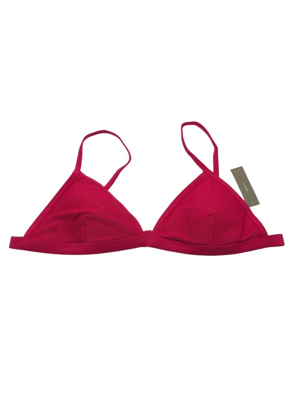 J Crew Ribbed Triangle Bikini Top Removable Padding Pink XL - Picture 1 of 4